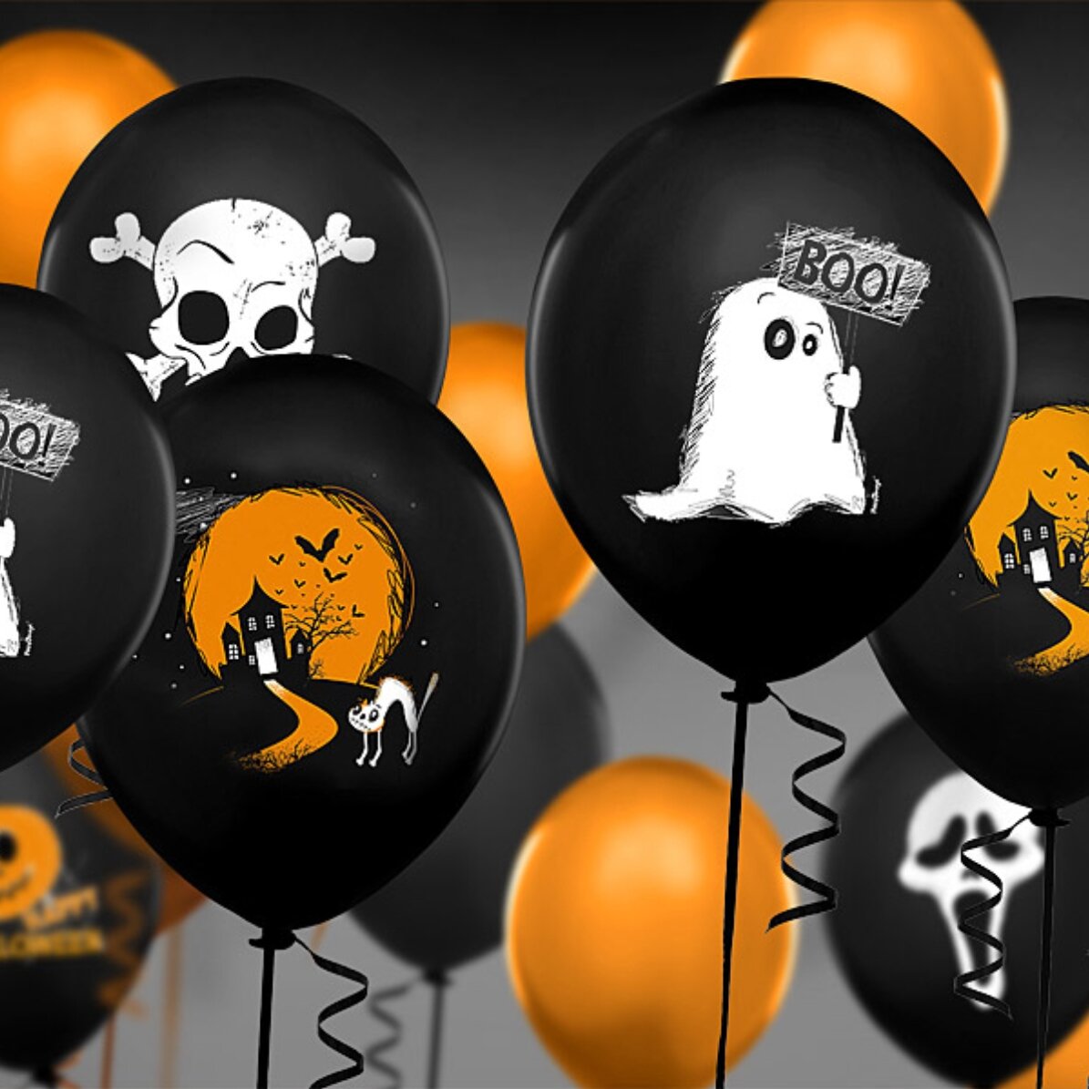 6er-Set Halloween-Luftballons – Spukhaus