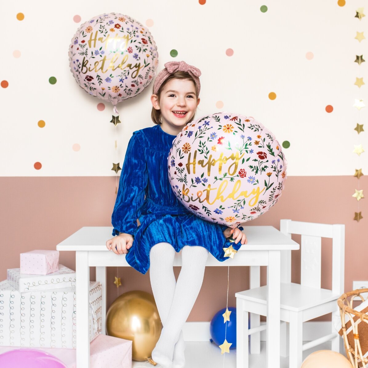 Luftballon – Happy Birthday Flowers