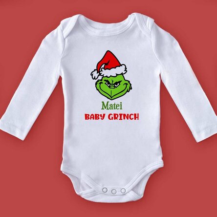 Personalisierter Baby-Body mit Aufdruck – Grinch
