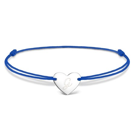Personalisiertes Kordelarmband – Herz 12 x 10 mm – 925er Silber – Initialen-Modell