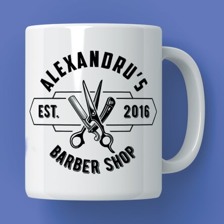 Personalisierter Becher mit Aufdruck – Friseursalon
