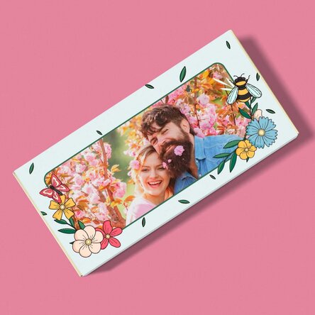 Personalisierte Schokolade mit Foto und Text – Frühlingsblumen