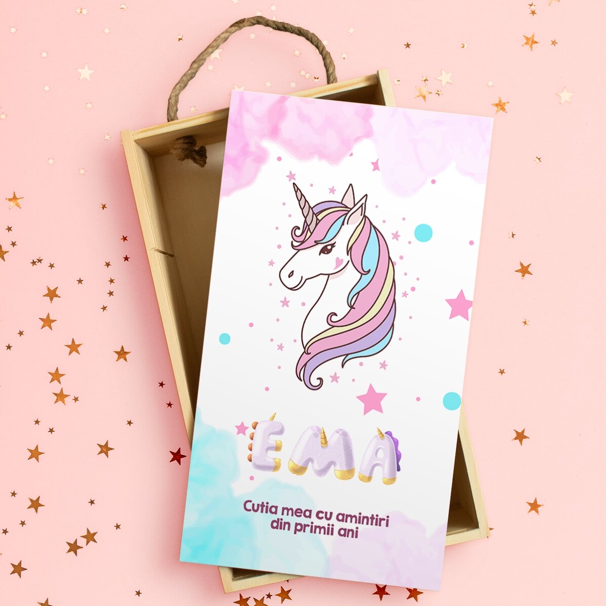Personalisierte Geschenkbox aus Holz mit Botschaft – Ein ganz besonderes Einhorn