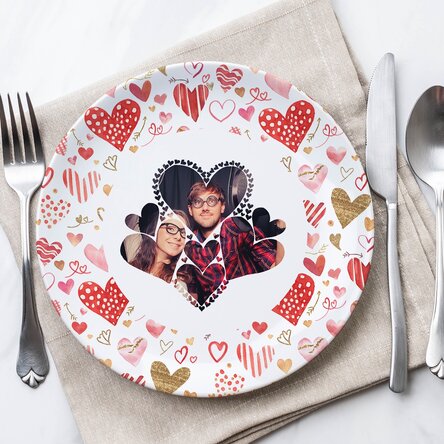 Personalisierter Teller mit einem Foto – Hearts