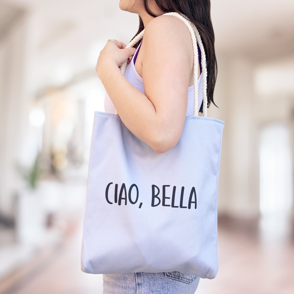 Personalisierte Tragetasche mit Aufdruck – Ciao, bella