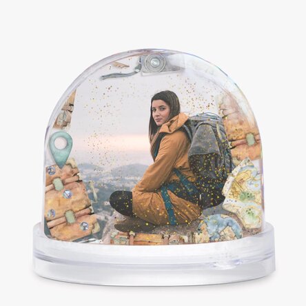 Personalisierter Schreibtischglobus mit Foto und Text – World Explorer