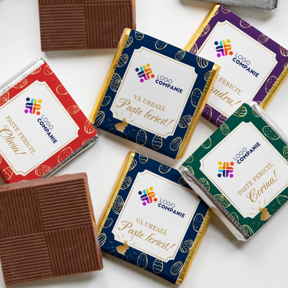 Personalisierte Mini-Schokolade mit Logo und Botschaft – Ostereier