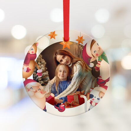 Individuell gestaltete runde Dekoration mit Foto – Weihnachten