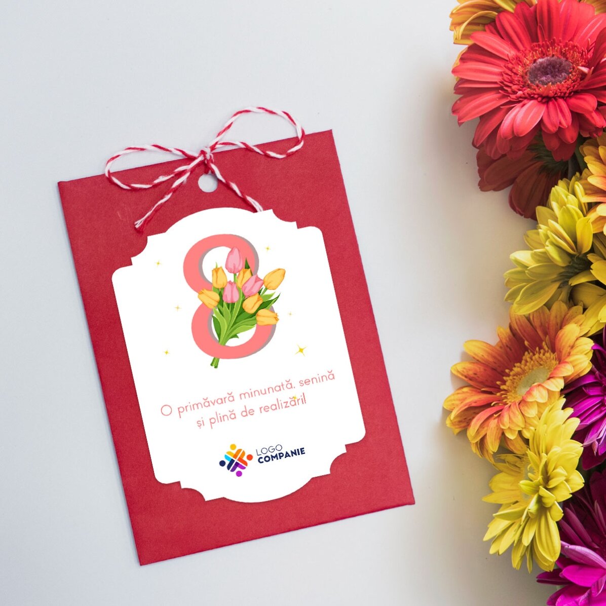 Individuell gestaltetes Tütchen mit Blumensamen mit Logo und Botschaft – 8. März