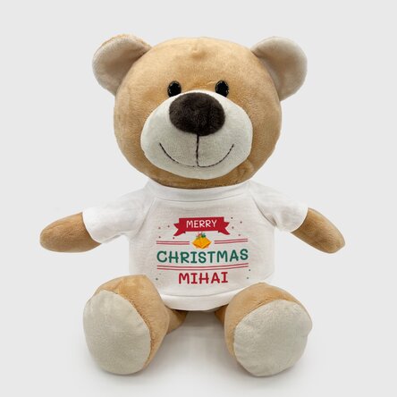 Plus personalisierter Teddybär mit Namen – Frohe Weihnachten