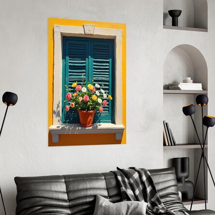 Poster: Fenster mit Blumentopf