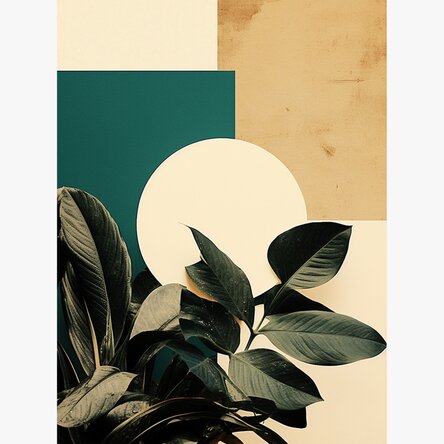 Poster „Blätter und geometrische Formen“