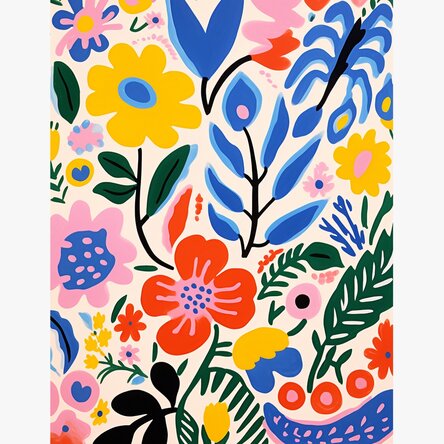 Poster mit Illustration von bunten Blumen, gezeichnet 3