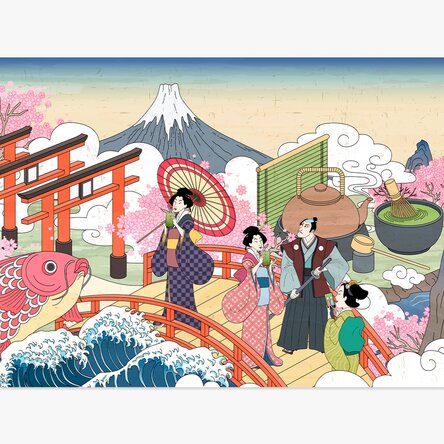 Poster mit japanischer Retro-Illustration