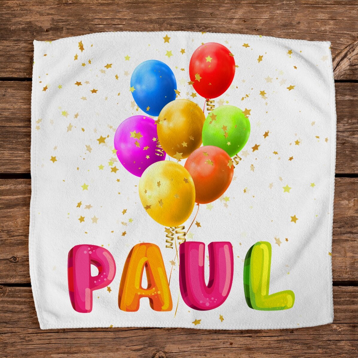 Personalisiertes Handtuch mit Namen – Bunte Luftballons