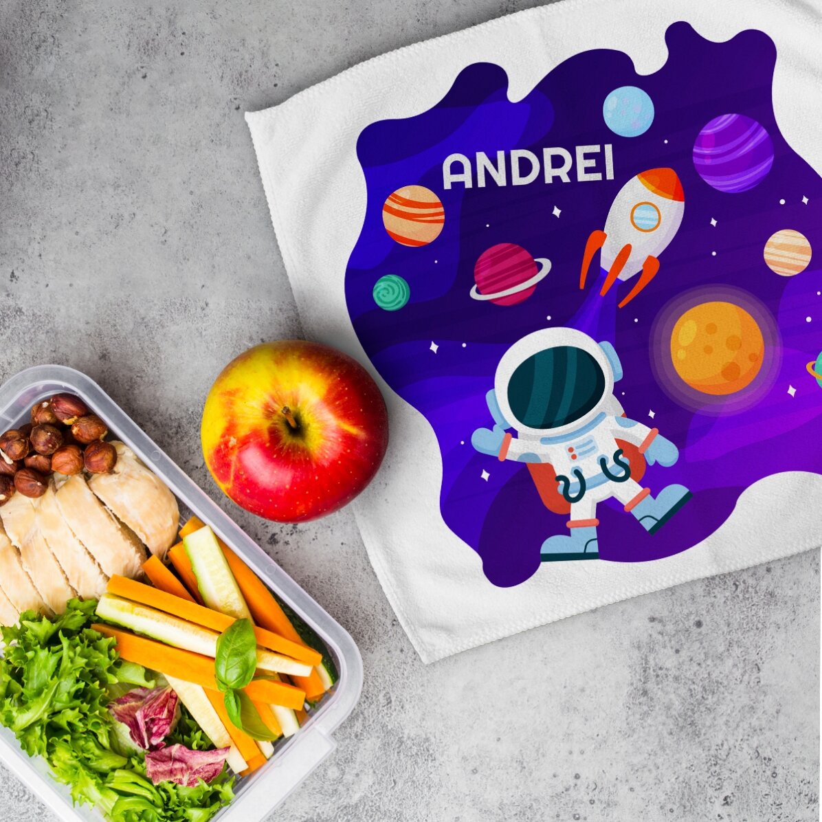 Personalisiertes Handtuch mit Aufdruck – Space