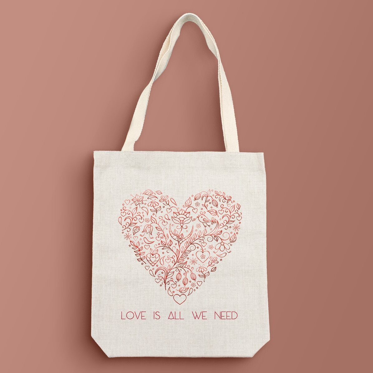 Personalisierte Tragetasche mit Aufdruck – „Love is all we need“