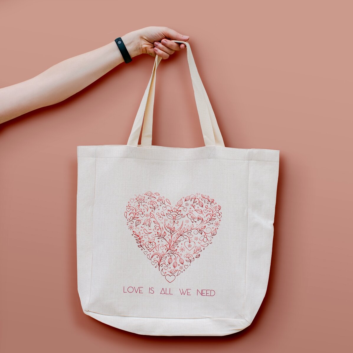 Personalisierte Tragetasche mit Aufdruck – „Love is all we need“