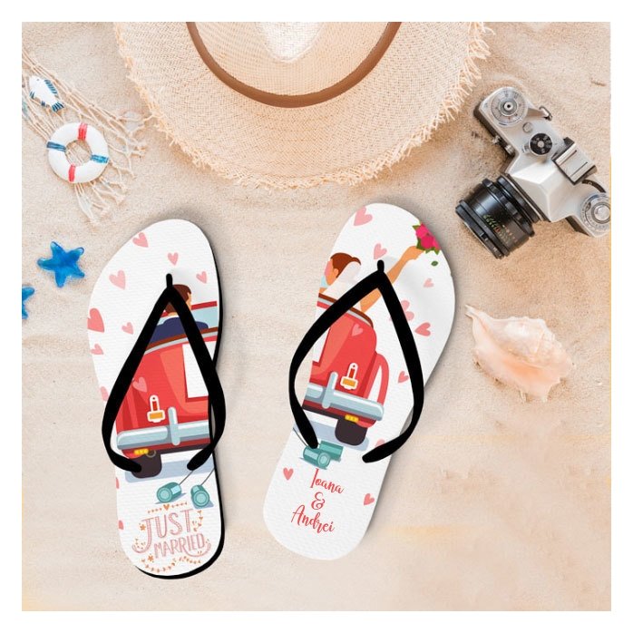 Personalisierte Flip-Flops mit Text – Honeymoon