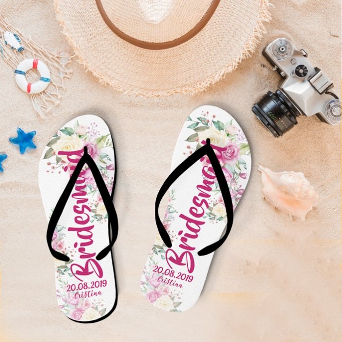 Personalisierte Flip-Flops mit Text – Brautjungfer