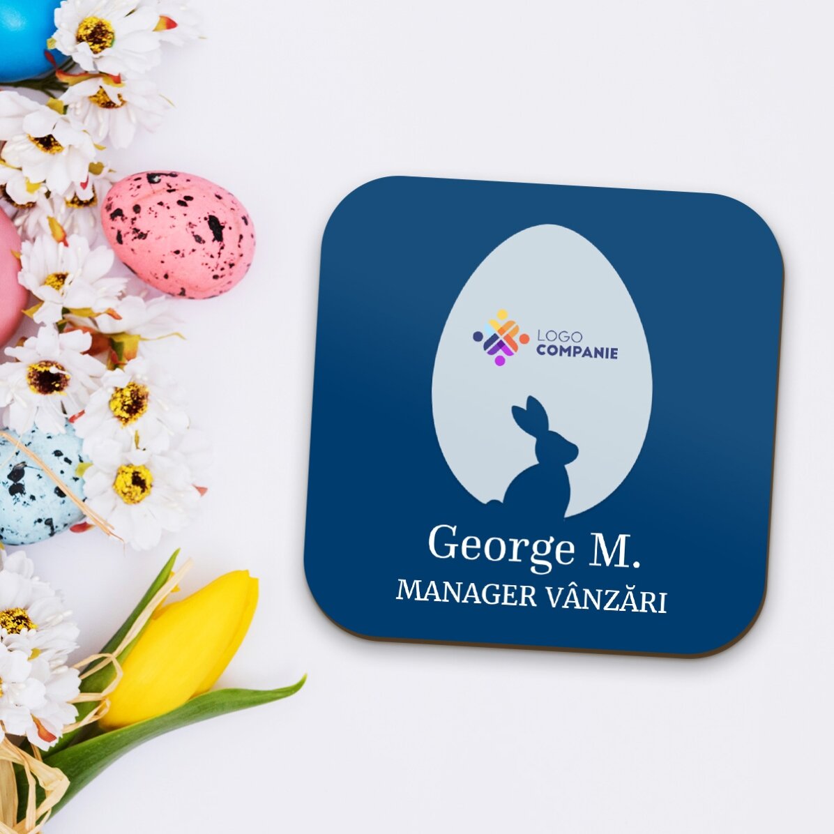 Personalisierter Gläserhalter mit Logo und Namen – Ostern