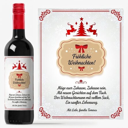 Wein mit individueller Beschriftung – Weihnachtsgruß