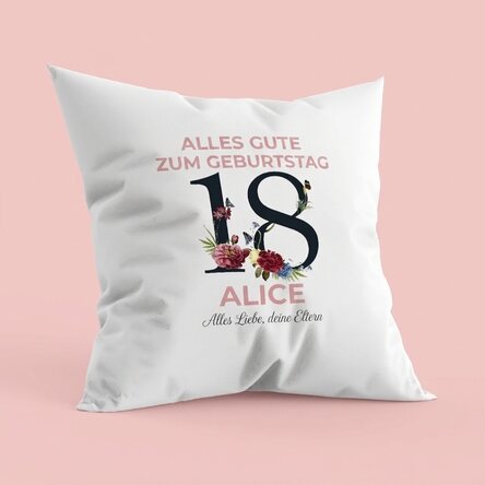 Personalisiertes Kissen mit Schriftzug – 18. Geburtstag