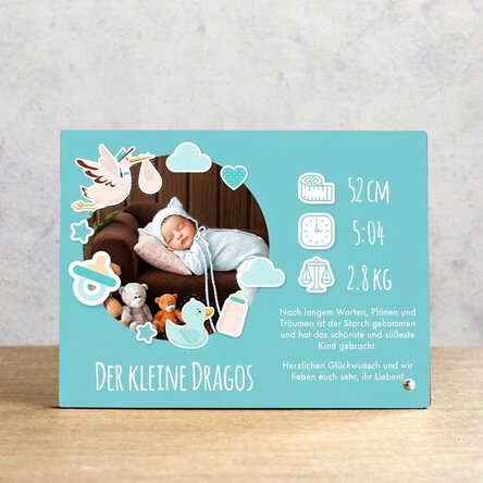 Personalisierter Fotorahmen für den Schreibtisch mit einem Foto und einem Text – Unser Kleiner