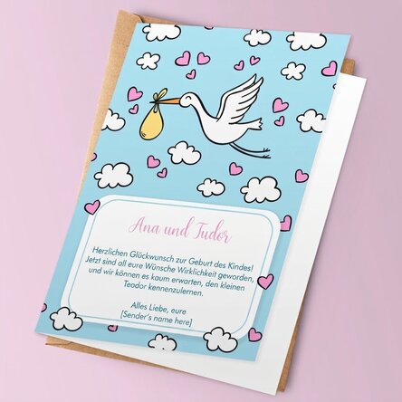 Personalisierte Grußkarte mit Text – New Baby