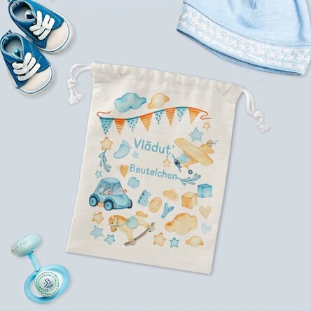 Kleiner Geschenksack mit individueller Beschriftung – Watercolour