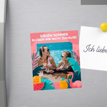 Individuell gestalteter Magnet (10 x 12 cm) mit Foto und Text – Summer fun