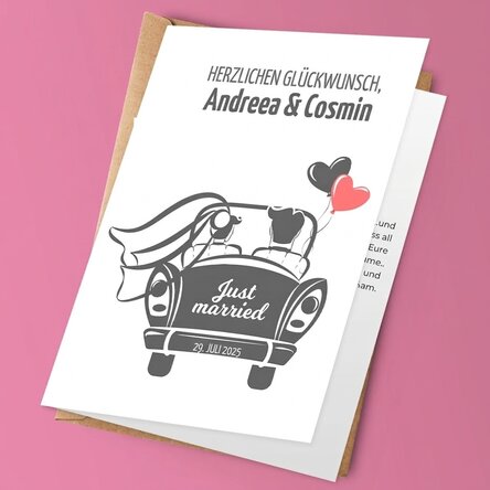 Personalisierte Grußkarte mit Text – Just married