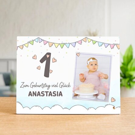Personalisierter Fotorahmen für den Schreibtisch mit einem Foto und einem Text für Kinder