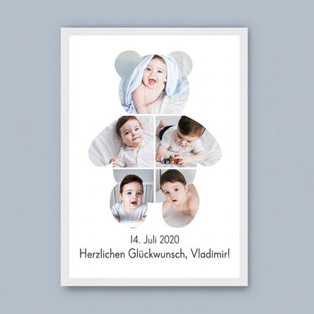 Individuell gestaltetes Bild mit Text und 5 Fotos – Teddybär