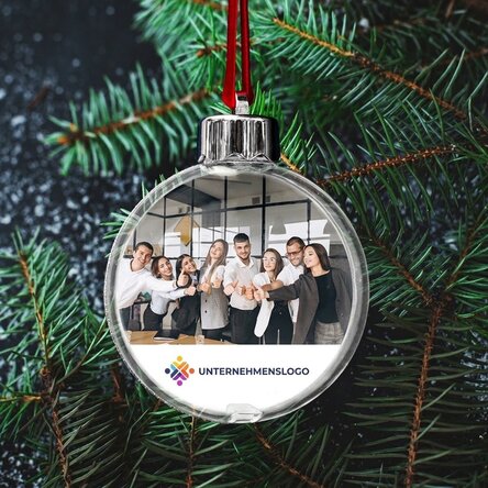 Personalisierter Globus mit Foto und Logo