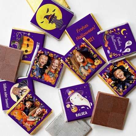 10er-Set personalisierte Mini-Pralinen mit Fotos und Text – Halloween