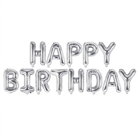 Ballon-Set – „Happy Birthday“ in Silber