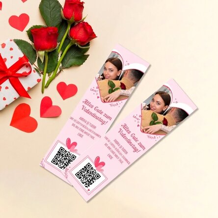 Personalisiertes Lesezeichen mit Foto, Text und QR-Code – Love