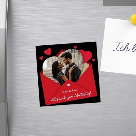 Individuell gestalteter Magnet 10x10 mit Foto und Text – Ich liebe dich