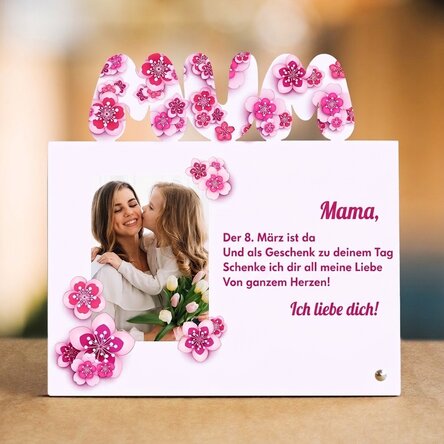 Personalisierter Fotorahmen für den Schreibtisch mit Foto und Text – 8. März