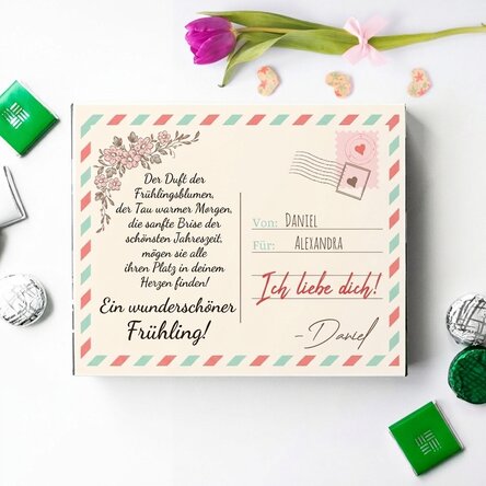 Personalisierte Pralinenschachtel mit Text – Ansicht