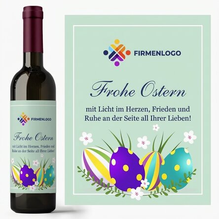 Wein mit individuellem Logo und Text – Frohe Ostern