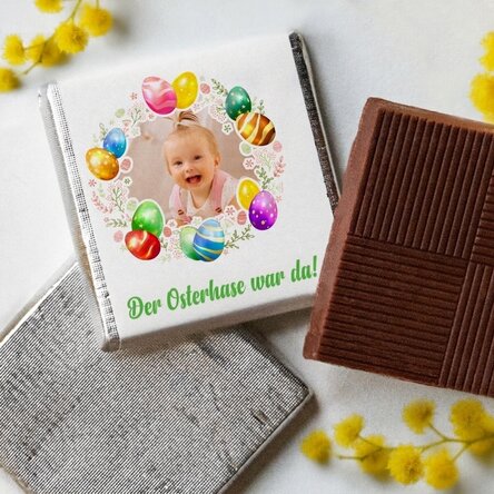 Personalisierte Mini-Schokolade mit Foto und Text – Frohe Ostern