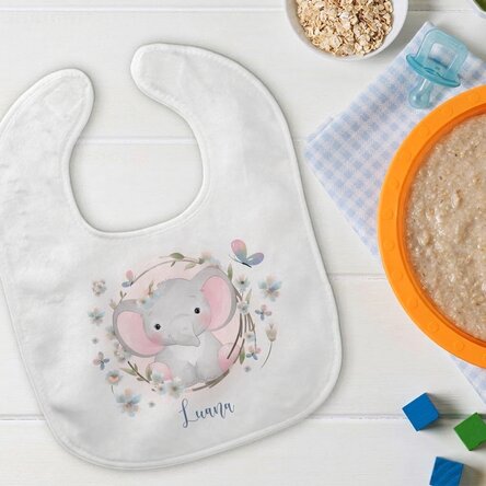Personalisiertes Baby-Lätzchen mit Namen – Little Elephant
