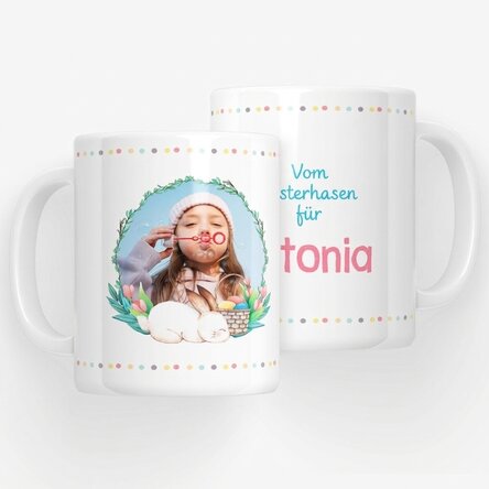Personalisierte Tasse mit Namen und Foto – Vom Osterhasen