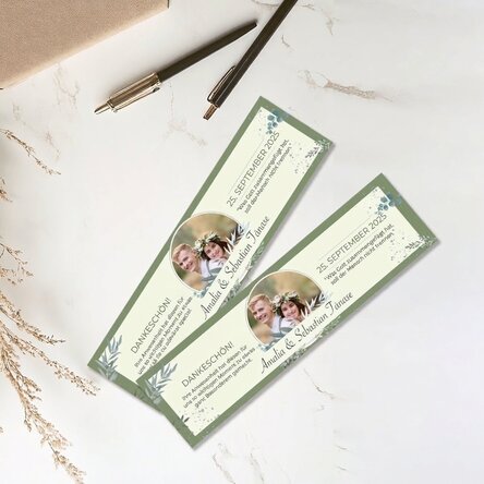 Personalisiertes Lesezeichen mit Foto und Botschaft