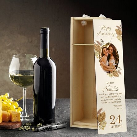 Personalisierte Weinkiste mit Foto und Text – Herzlichen Glückwunsch zum Geburtstag