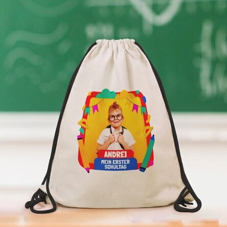Personalisierter Rucksack mit Foto und Namen – Mein erster Schultag