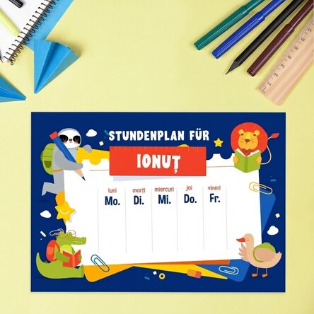 Individuell gestalteter Stundenplan mit Text – Tierchen