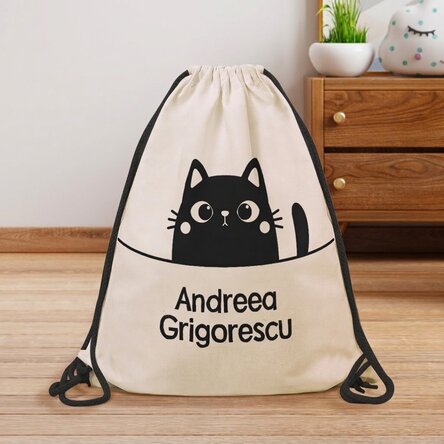 Rucksack mit Namensaufdruck – Katze